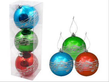 Set Of 3 Baubles With Silver Notes