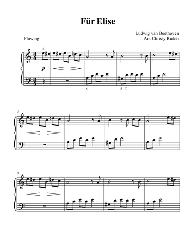 Fur Elise (main theme) - beginner/big note piano