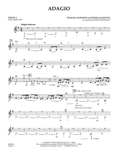 Adagio (arr. Jamin Hoffman) - Violin 3 (Viola Treble Clef)