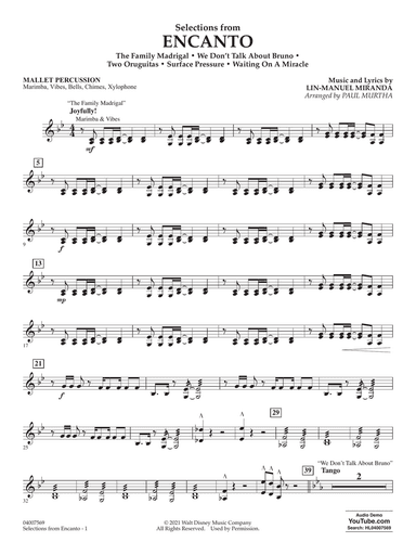 Selections from Encanto (arr. Paul Murtha) - Mallet Percussion