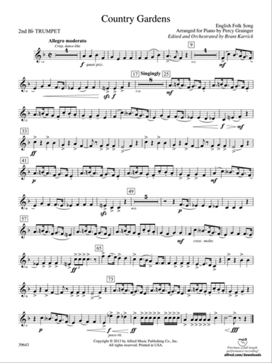 Country Gardens: 2nd B-flat Trumpet