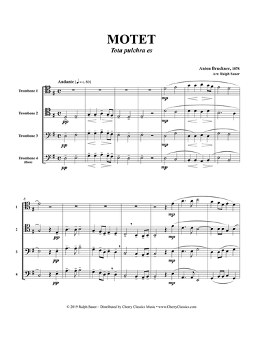 Motet - Tota pulchra es - for Trombone Quartet