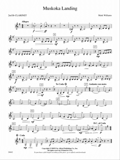 Muskoka Landing: 2nd B-flat Clarinet