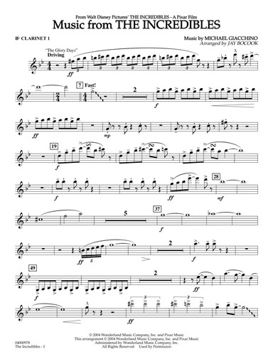Music from The Incredibles (arr. Jay Bocook) - Bb Clarinet 1