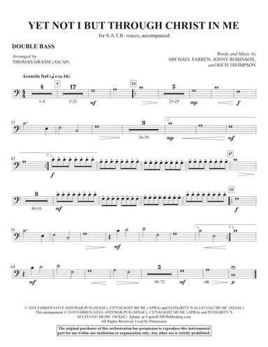 Yet Not I But Through Christ in Me (arr. Thomas Grassi) - Double Bass
