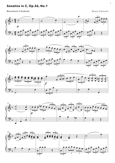 Sonatina in C major Op36 No1 - Movement 2 : Andante