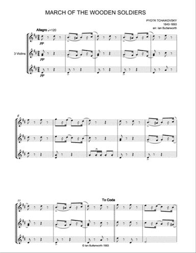 TCHAIKOVSKY March of the Wooden Soldiers (Album for the Young) for 3 violins