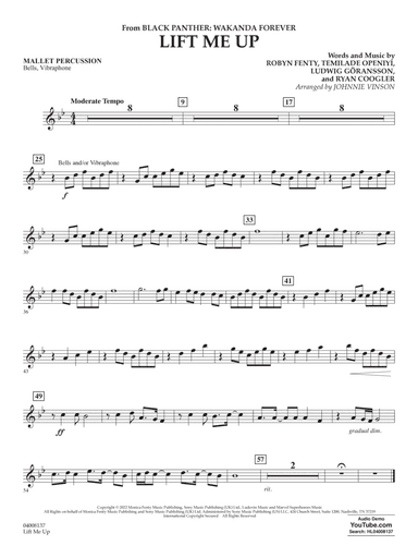 Lift Me Up (from Black Panther: Wakanda Forever) (arr. Vinson) - Mallet Percussion