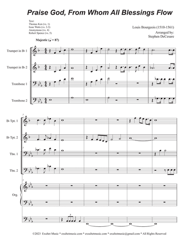 Praise God, From Whom All Blessings Flow (Unison Choir - Med. Key) (Full Score - Alt.) - Score Only