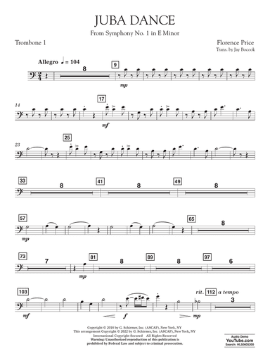 Juba Dance (from Symphony No. 1) - Trombone 1
