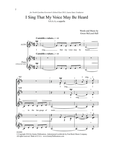 I Sing that My Voice May be Heard