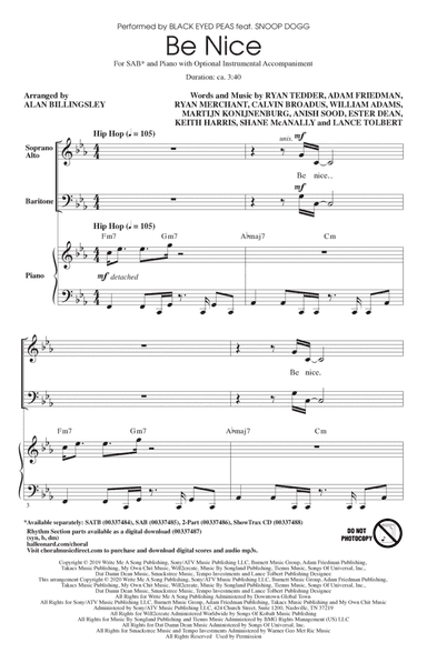 Be Nice (feat. Snoop Dogg) (arr. Alan Billingsley)