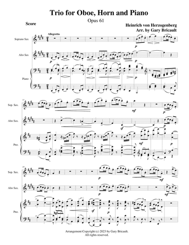 Trio for Oboe, Horn and Piano (Opus 61) - Allegretto
