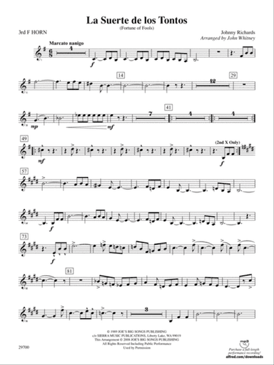 La Suerte de los Tontos (Fortune of Fools): 3rd F Horn