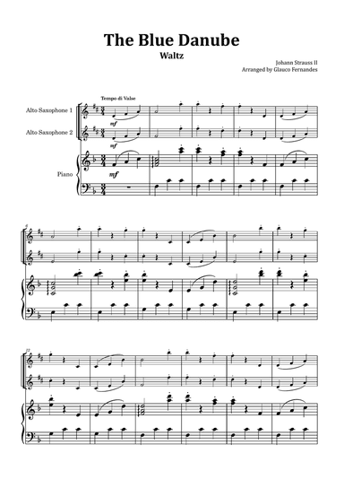 The Blue Danube - Alto Saxophone Duet with Piano
