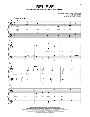 Believe (from The Polar Express) (arr. Phillip Keveren)