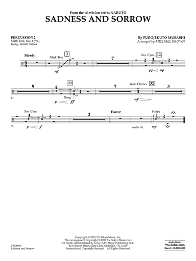 Sadness and Sorrow (from Naruto) (arr. Michael Brown) - Percussion 2