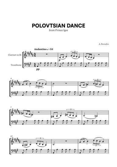 Polovtsian Dance (from Prince Igor) (for Clarinet and Bassoon)