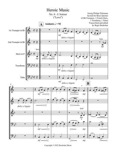 Heroic Music - No. 6. L'Amour (Bb) (Brass Quintet - 2 Trp, 1 Hrn, 1 Trb, 1 Tuba)
