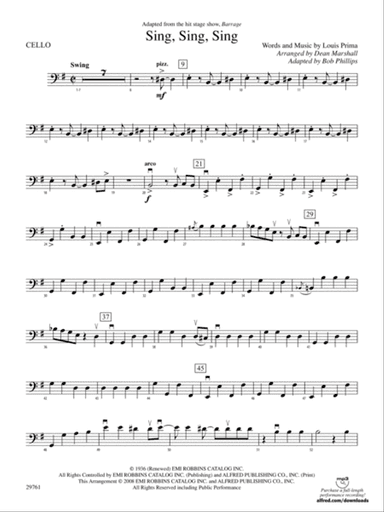 Sing, Sing, Sing (adapted from the stage show Barrage): Cello