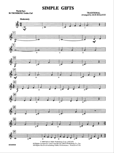 Simple Gifts: WP 1st B-flat Trombone T.C.