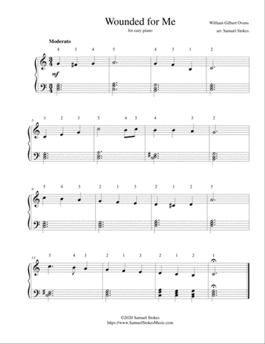 Wounded for Me - for easy piano
