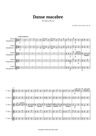 Danse Macabre by Camille Saint-Saens for Tenor Sax Quintet