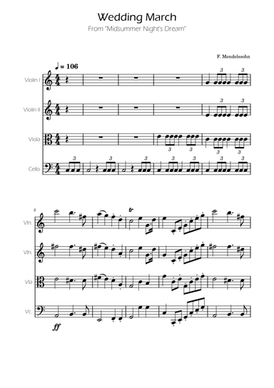 Wedding March - String quartet - F.Mendelssohn