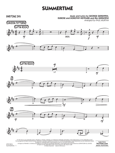 Summertime (arr. Paul Murtha) - Baritone Sax