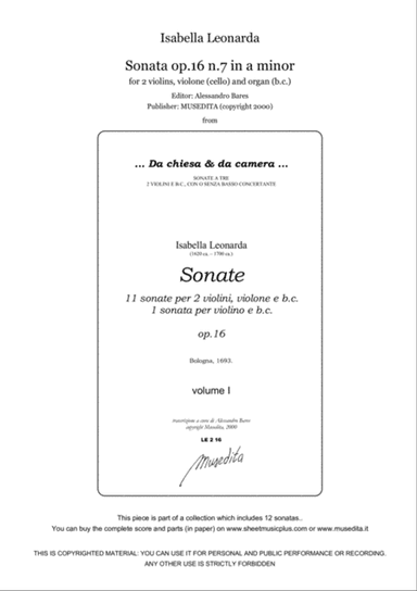 Isabella Leonarda, Sonata op.16 n.7 in a minor