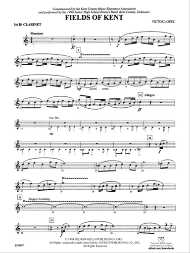 Fields of Kent: 1st B-flat Clarinet