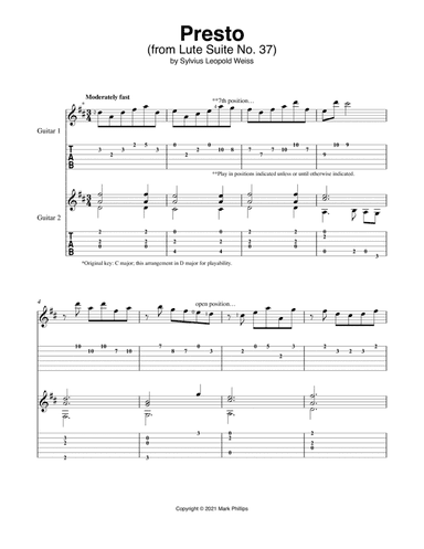 Presto (from Lute Suite No. 37)