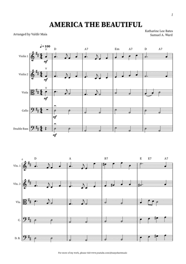America The Beautiful - String Quintet (+CHORDS)