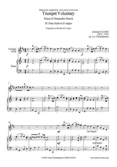 Trumpet Voluntary, or Prince of Denmark's March - Trumpet and Piano - C major