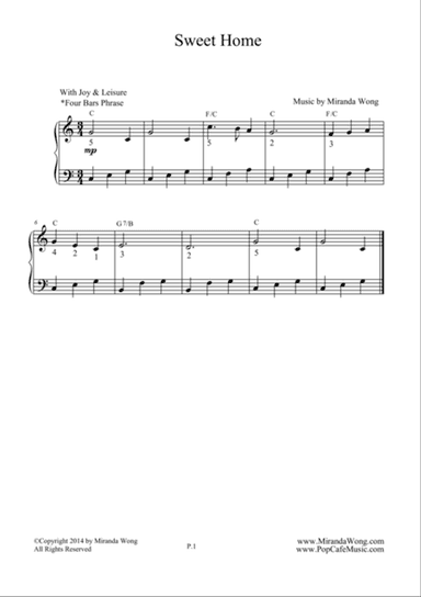Sweet Home - Easy Piano Solo in C Key