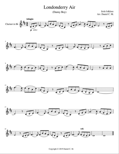 Danny Boy for Bb clarinet and piano