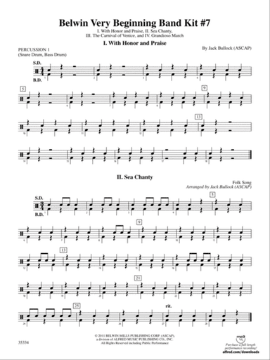 Belwin Very Beginning Band Kit #7: 1st Percussion