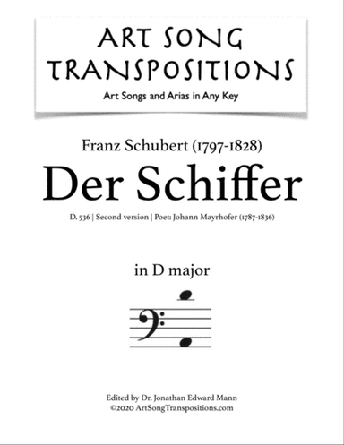 SCHUBERT: Der Schiffer, D. 536 (second version, transposed to D major, bass clef)