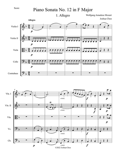 Piano Sonata No. 12 in F Major, Movement 1