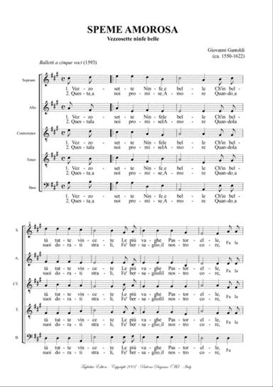 SPEME AMOROSA - (vezzosette ninfe) - For S.A.cT.T.B. Choir