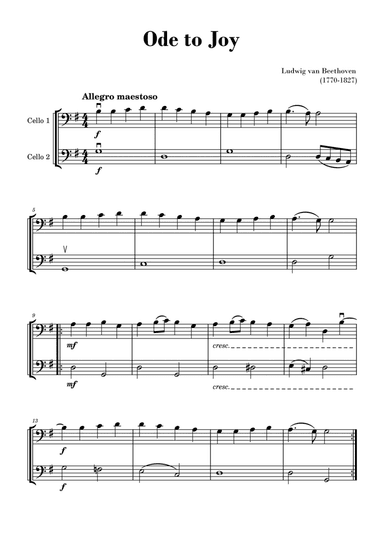 Beethoven - Ode to Joy (for Cello duet)