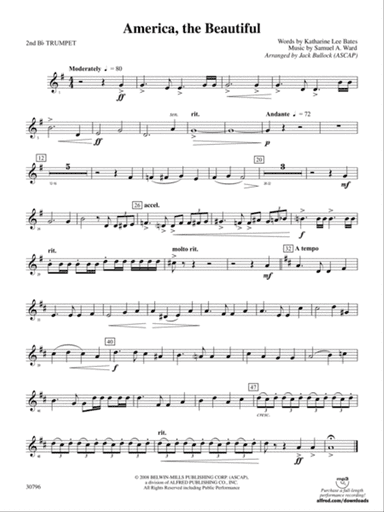 America, the Beautiful: 2nd B-flat Trumpet