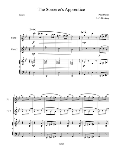 The Sorcerer's Apprentice (Flute Duet with Piano Accompaniment)