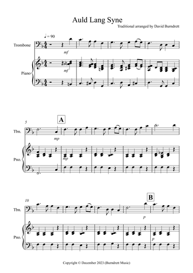 Auld Lang Syne for Trombone and Piano