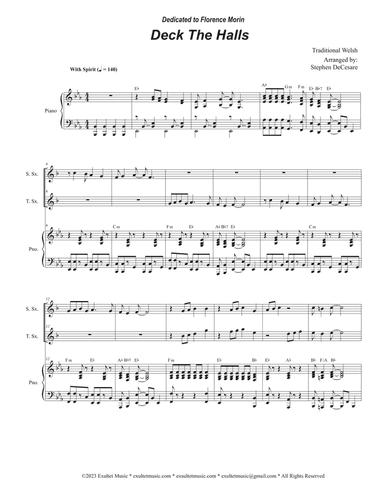 Deck The Halls (Duet for Soprano and Tenor Saxophone)