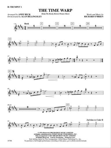 The Time Warp (from The Rocky Horror Picture Show): 1st B-flat Trumpet