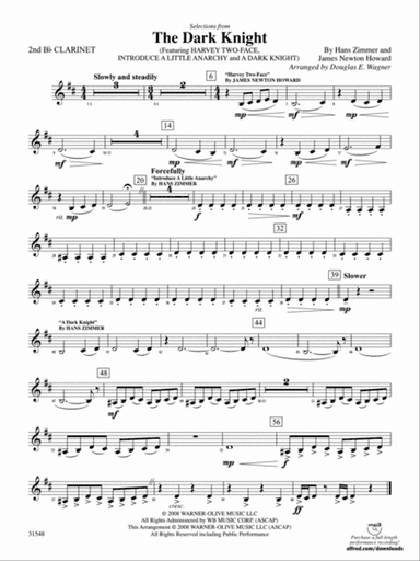 The Dark Knight, Selections from: 2nd B-flat Clarinet