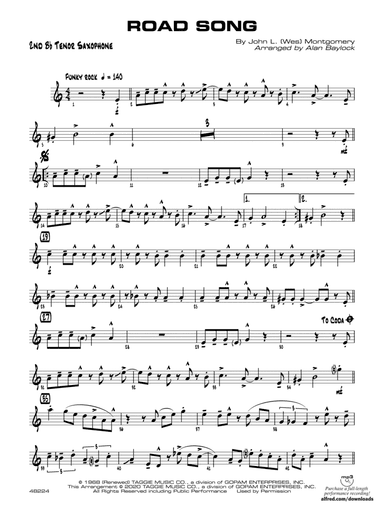 Road Song: 2nd B-flat Tenor Saxophone