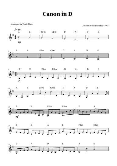 Canon in D - Trumpet Solo (+CHORDS)