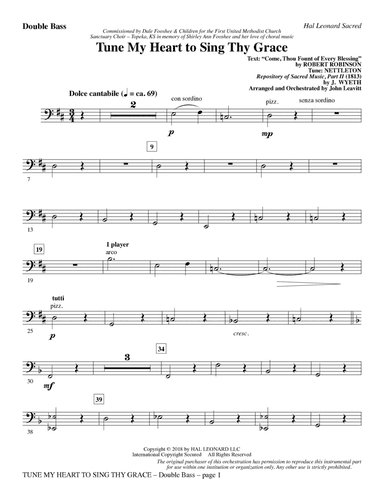 Tune My Heart to Sing Thy Grace (arr. John Leavitt) - Double Bass